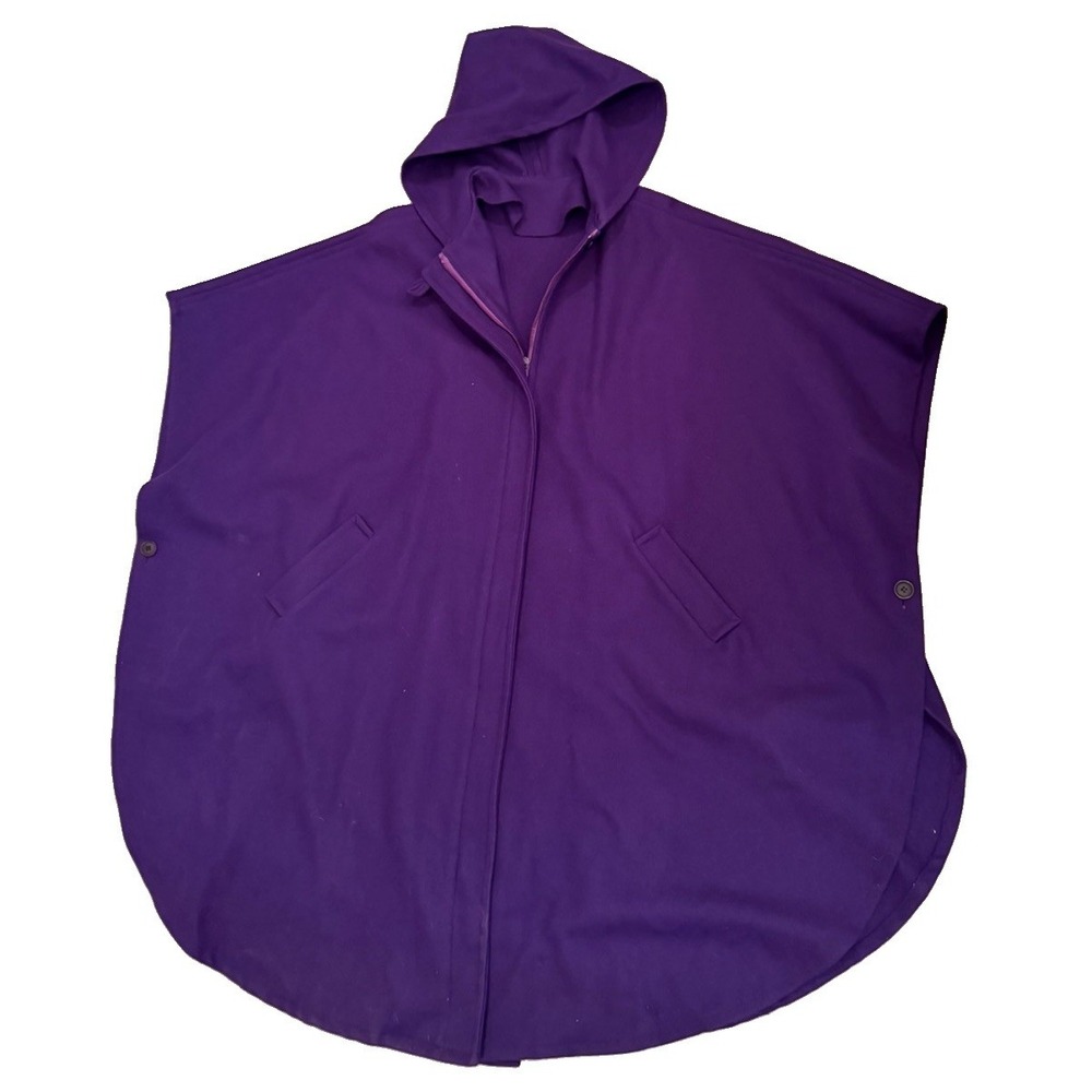 Vintage Jaguar Purple Wool Blend Hooded Cape Poncho USA One Size Hocus Pocus